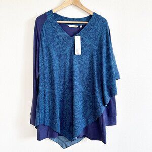 NWT Soft Surroundings Shirt Blue Paisley Arpina Layered Tunic Top